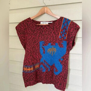 SEGUE sweater short-sleeved abstract 80s artsy vintage indie hipster size S EUC